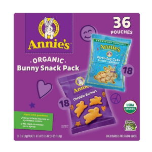 Annie's Organic Birthday Cake Bunny Grahams and Cheddar Bunnies Snack Pack 36 Count, 36 oz
