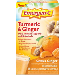 Emergen-C Citrus-Ginger Fizzy Drink Mix, Turmeric and Ginger, Immune Support, Natural Flavors With High Potency Vitamin C, 18 Count